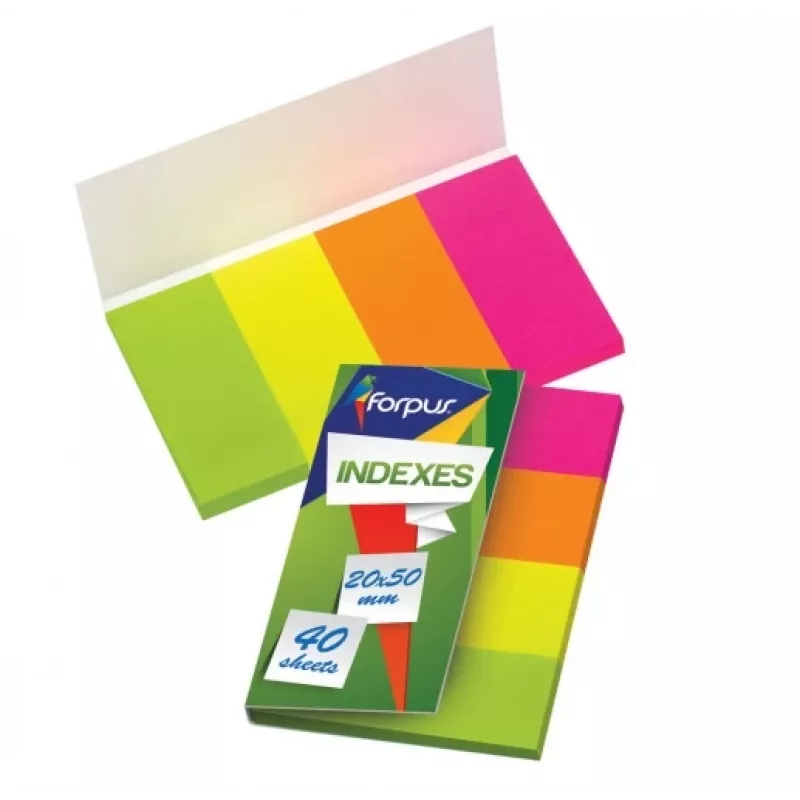 Forpus FO42026 indexpapiertjes 20x50 mm, diverse kleuren, 4x40 vellen