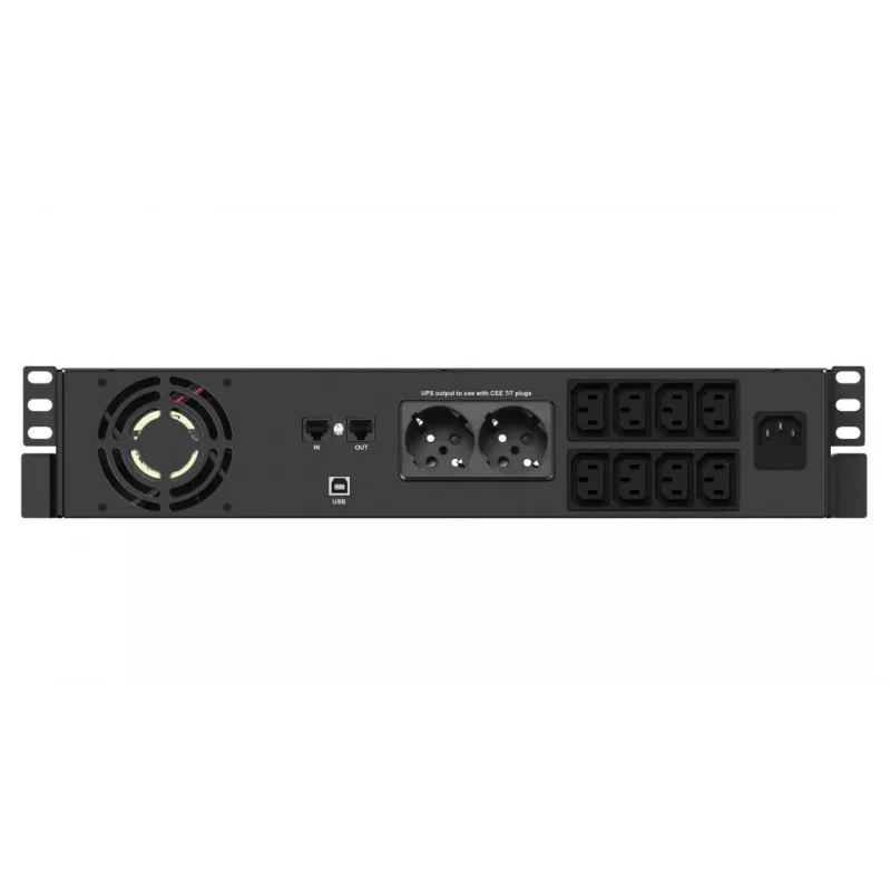 Rackmount UPS Infosec X4 2000 RM Plus 2 kVA / 1200 W, 10 stopcontacten type F, LCD, line-interactive
