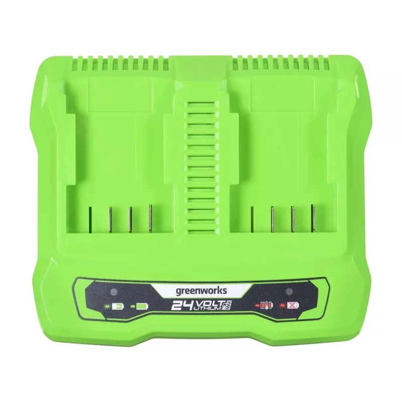 Oplader GreenWorks G24X2UC2 dual-slot 24V Li-Ion, 4A, 2-cellen, snelladen