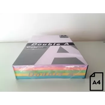 Kleurig papier Double A, 80 g/m², A4, 100 vel, Rainbow 3, 5 kleuren