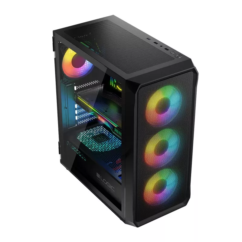 LOGIC CONCEPT Portos ARGB ATX mid-tower behuizing, zwart