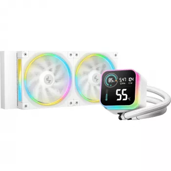 Vloeistof-CPU-koeler DeepCool LQ240 White met 240-mm aluminium radiator, 2x 120-mm RGB-ventilatoren, 41-cm slangen