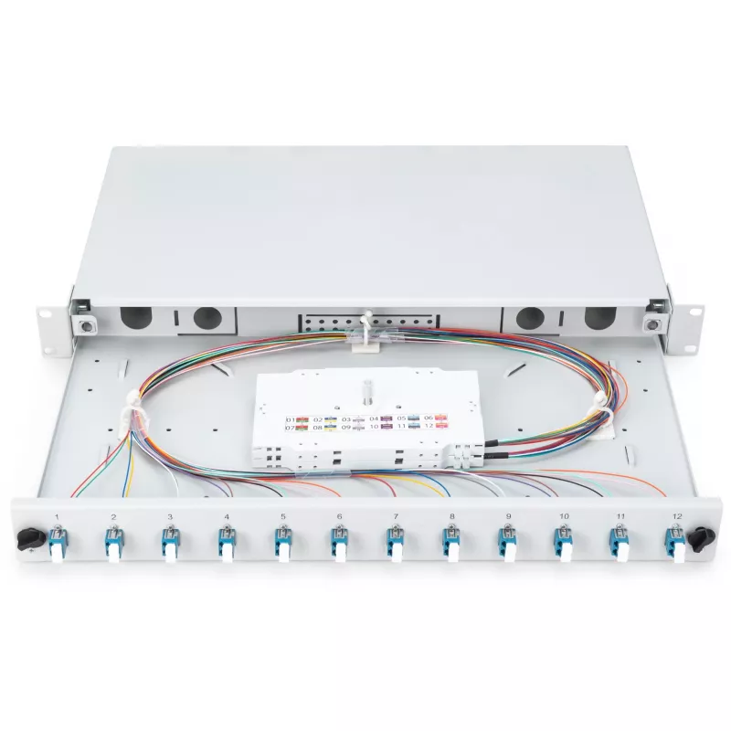 GLASVEZEL-LASBOX LC OS2 1U 12XLC OS2 PIGTAILS KOPPELING