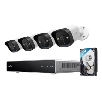 NVR-beveiligingsrecorder Eufy E40 — 8-kanaals 4K-ingang, 2 TB HDD (uitbreidbaar tot 16 TB), zwart/grijs/wit