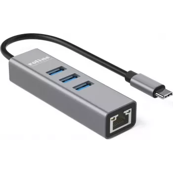 ROLINE USB Type-C - Gigabit-Ethernet-adapter + hub 3x - digitaal/data (12.02.1127)