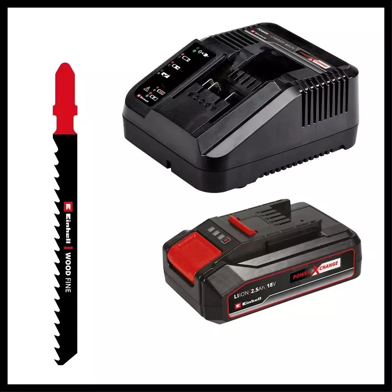 Einhell TC-JS 18/70 Li accu-decoupeerzaag 4321280, Power X-Change, 18 V, 2700 slagen/min, 70 mm zaagdiepte, incl. 2,5 Ah-accu en lader, rood/zwart