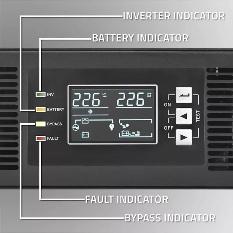 Qoltec UPS AWARYJNY DO RACK 3KVA 3000W vermogensfactor 1.0 LCD EPO USB on-LINE (3VA, 3000W, dubbelconversie online-UPS), UPS