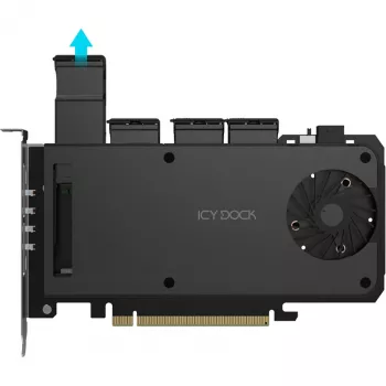 Adapterkaart 4 x M.2 NVMe SSD mobile rack, Icy Dock MB204MP-B