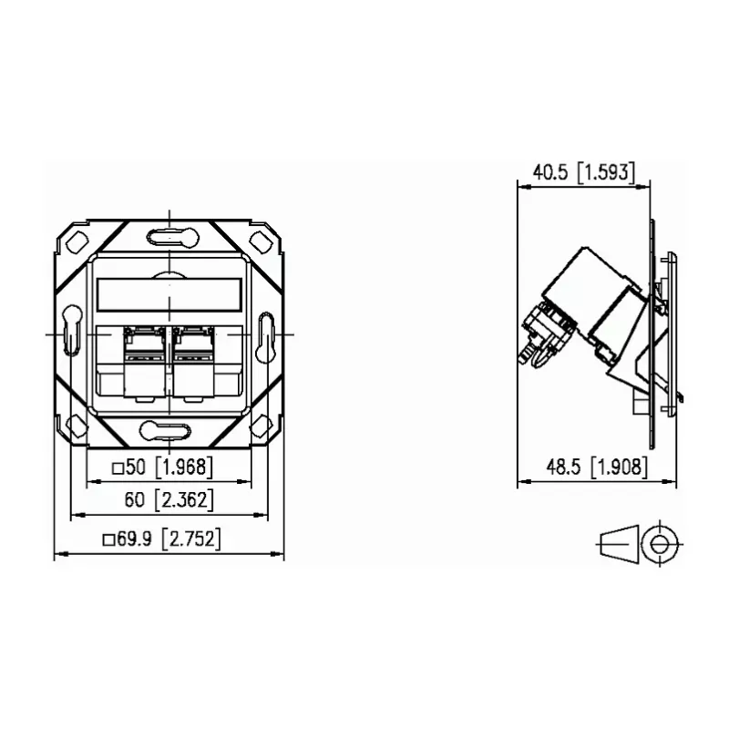 METZ CONNECT 130B12D21102-E - RJ-45 - 6a - -40 - 70 °C - wit - acrylonitril-butadieen-styreen (ABS) - zink - GHMT - CE