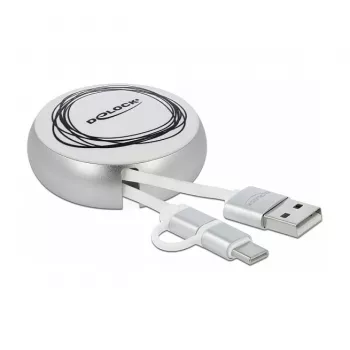 Oprolbaar kabel DeLOCK USB 2.0 2 in 1 Type-A naar Micro-B en USB-C™