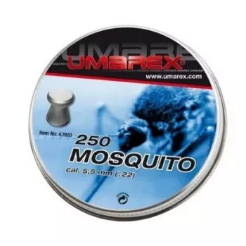Diabolos UMAREX Mosquito 5,5 mm platkop, 250 stuks, roestvrij staal, geschikt voor geweren met loopdraad