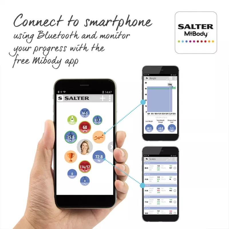 Personenweegschaal Salter 9192 BK3R Curve Bluetooth Smart Analyzer