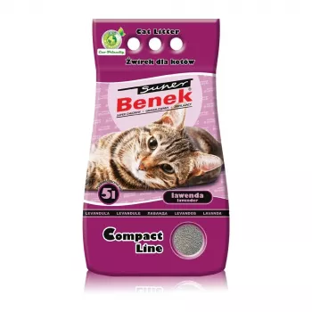 Klontvormende kattenbakvulling Super Benek Certech Compact Lavendel 5 l — bentoniet, snel absorberend, niet aanhechtend