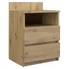 Nachtkastje top e shop M1 ARTISAN, eiken afwerking, 2 laden, 400×320×590 mm
