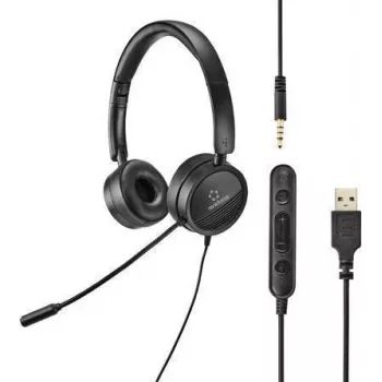 Renkforce RF-HS-360 pc-headset USB stereo on ear zwart (RF-4737358)