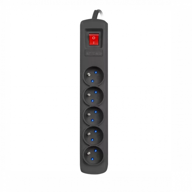 Stekkerdoos ARMAC R5 — 5 stopcontacten, 5 m kabel, zwart