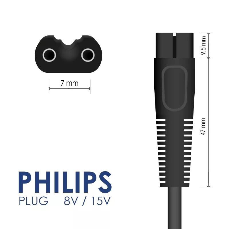Akyga AK-PD-16 voeding voor Philips AquaTouch / Bodygroom, 8 V, 100 mA, 0,8 W, 1,2 m
