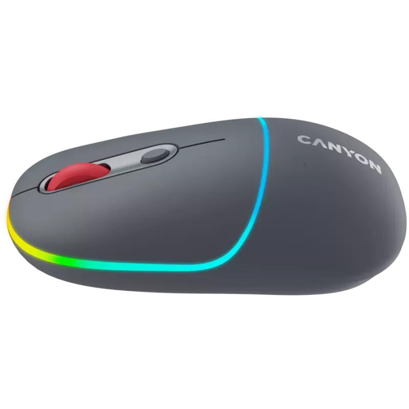 Canyon MW-22 2in1 RGB draadloze muis - grijs - Bluetooth/RF - 1.600 dpi - oplaadbaar