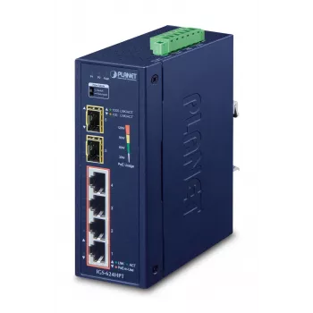 PLANET IGS-624HPT netwerkswitch unmanaged Gigabit Ethernet (10/100/1000) Power over Ethernet (PoE) blauw