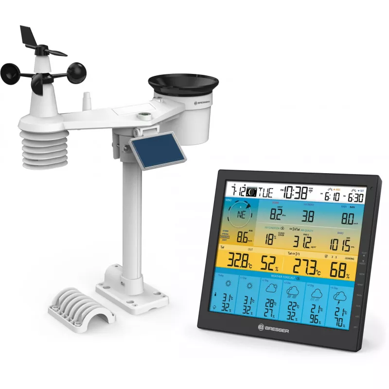 Bresser 7003220 Weather Center 7-in-1 Solar 6-Day 4cast Pro SF digitaal weerstation, LCD, zwart