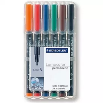 Permanentmarker Staedtler 313 WP6 zwart blauw bruin groen oranje rood