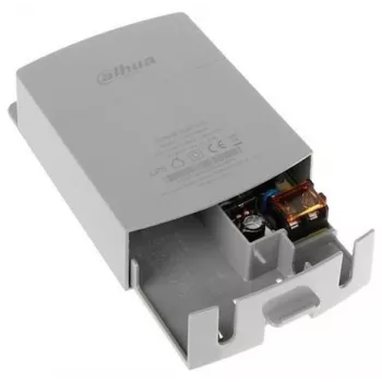 Voeding DAHUA PFM300 — voor camera's, ingang 180–264 V 50–60 Hz, compact 37 × 88 × 138 mm, grijs