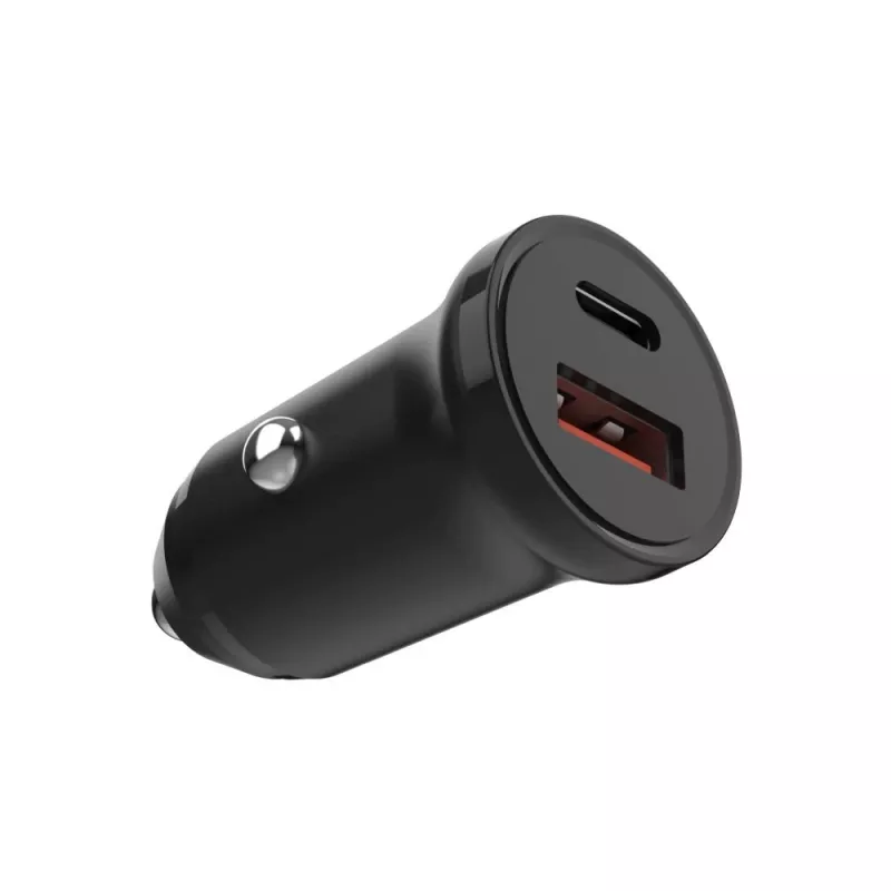 Autolader FIXED FIXCC20N-CU-BK — USB-C- en USB-A-aansluitingen, 20 W uitgangsvermogen, compacte auto-adapter