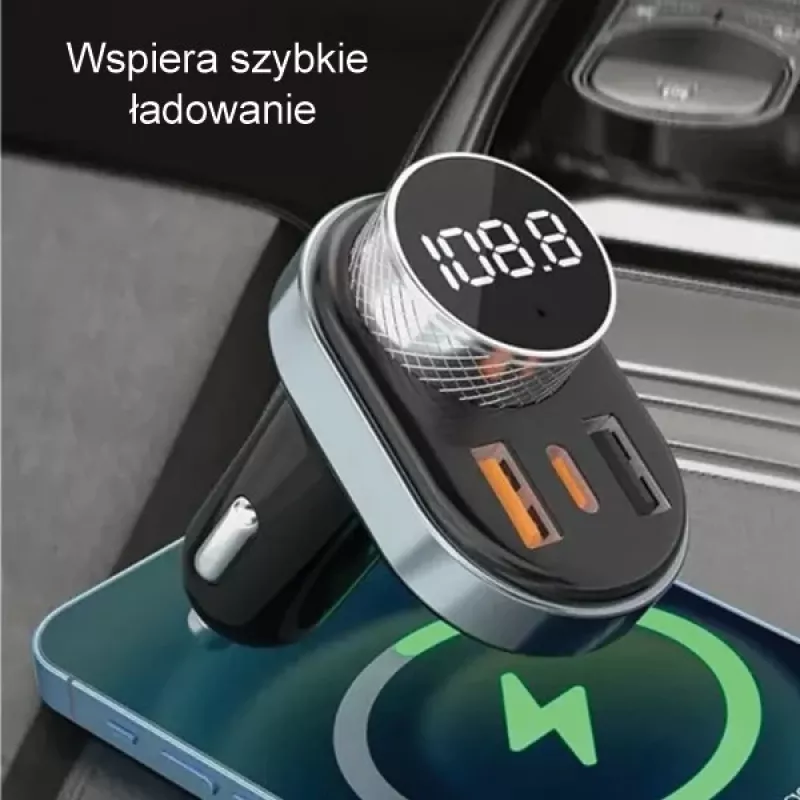 Handsfree Awei C-843 Bluetooth 5.0 met FM-transmitter, USB- en USB-C-aansluitingen