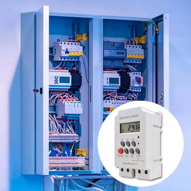 Elektronische DIN-rail tijdschakelaar QOLTEC PC0629 — 24V voeding, 16A uitgang