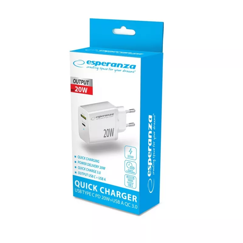 Esperanza EZC105W netlader 20W wit