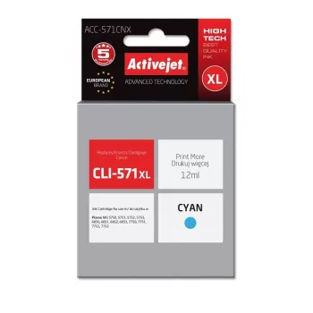 Activejet ACC-571CNX inkt (vervanger voor Canon CLI-571XLC; Supreme; 12 ml; cyaan)
