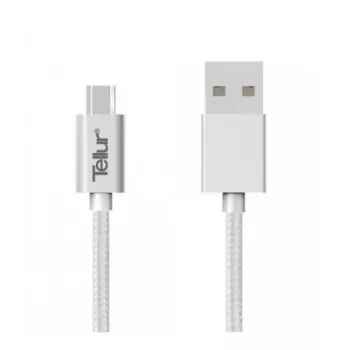 USB-naar-micro-USB-datakabel Tellur nylon omvlochten 1 m zilver