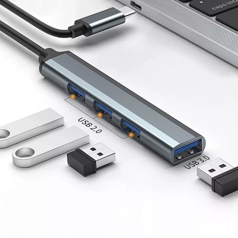 USB-hub QOLTEC 53792, USB-C 3.1 naar 4 poorten (USB 3.0 x1, USB 2.0 x3)