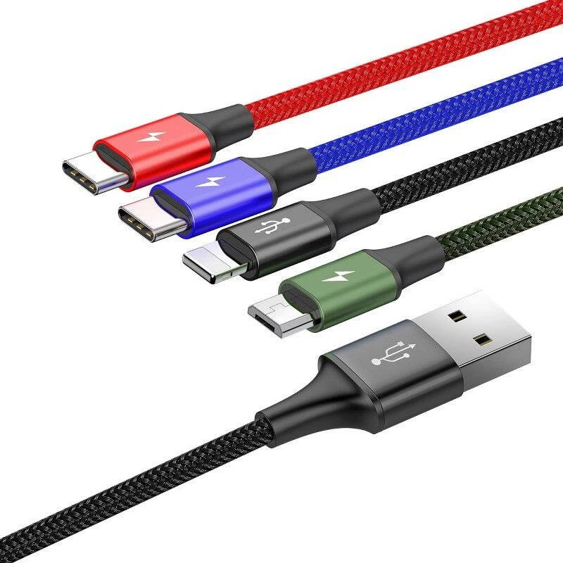 USB-kabel Baseus Fast 4in1 2xUSB-C / Lightning / Micro 3.5A 1.2m (zwart)