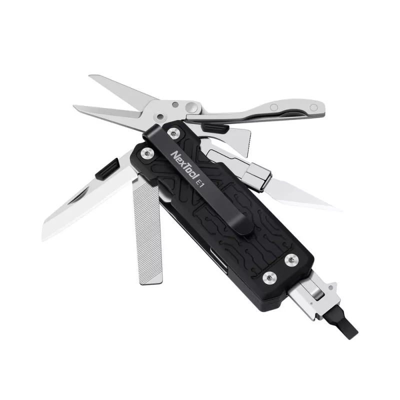 Multitool Nextool E1 10-in-1 zakmultitool, zwart, klapmes, 94 g, opgevouwen 7,9 cm
