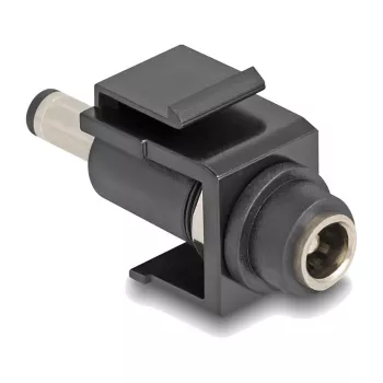 DeLOCK Keystone-module DC 5,5 x 2,1 mm bus naar DC 5,5 x 2,5 mm stekker zwart