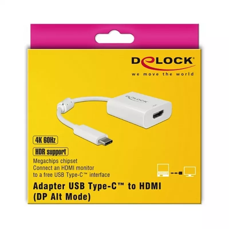 Videokabel-adapter DeLOCK 63937 USB Type-C naar HDMI 0,1 m wit