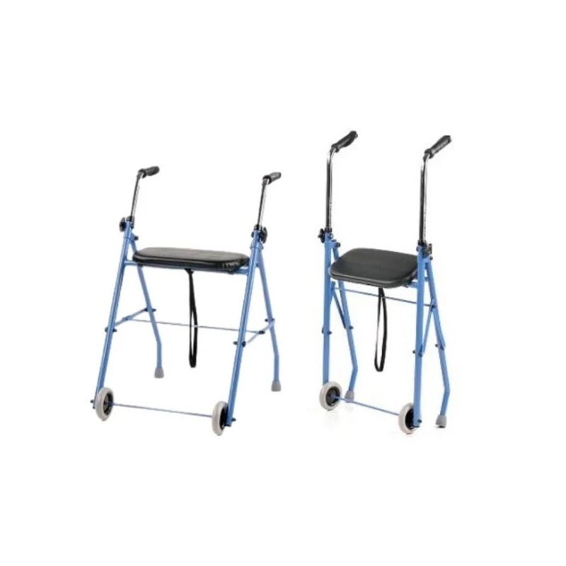 Tweewielige revalidatiesteun ARmedical PPC005 – blauw/zwart, stalen frame, verstelbare hoogte, zitting inbegrepen