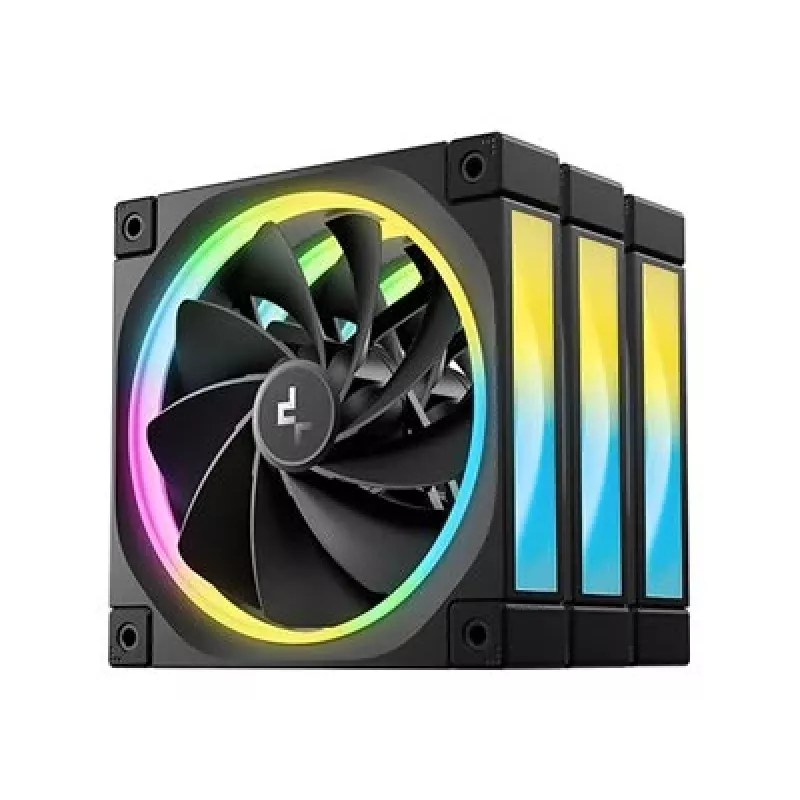 DeepCool FL12R 3-in-1 120 mm behuizingsventilatoren (3 stuks), Reverse, 4-pins PWM, 500-2150 tpm, FDB, zwart