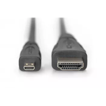 Digitus ASSMANN - HDMI-kabel met Ethernet - 19 pin micro HDMI Type D mannelijk naar HDMI mannelijk - 1 m - drievoudige isolatie - zwart (AK-330115-010-S)
