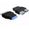 Delock adapter USB 3.0 pin header socket > 2 x USB 3.0 socket - naast elkaar (65324)