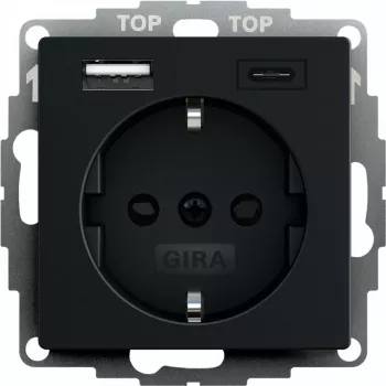 gira stopcontact met USB-aansluiting, model 2459005, zwart