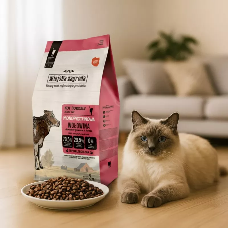 WIEJSKA ZAGRODA monoproteïne rund - droogvoer voor katten - 3 kg