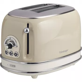 Ariete 155 Design 2-sneden toaster met sandwichmandjes, 6 bruiningsstanden, 810 W, roestvrijstalen behuizing, uitneembare kruimellade, pastelbeige