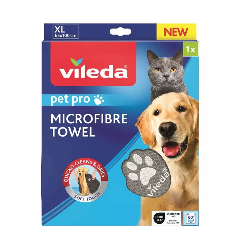 Microvezeldoek VILEDA 172651 voor katten en honden, grijs, 650×1000 mm, polyamide