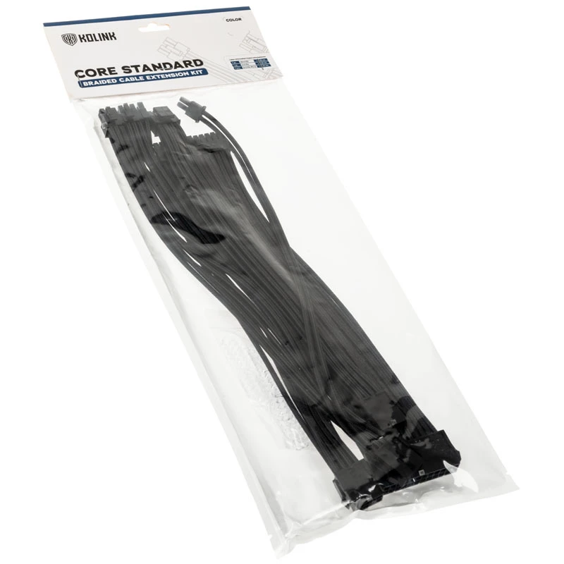 Kolink Core Standard Braided Kabel Extension Kit - Jet zwart