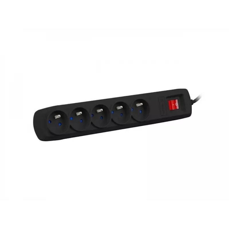 Overspanningsbeveiliging NATEC Bercy 400 — 5 stopcontacten, 3 m kabel, zwart