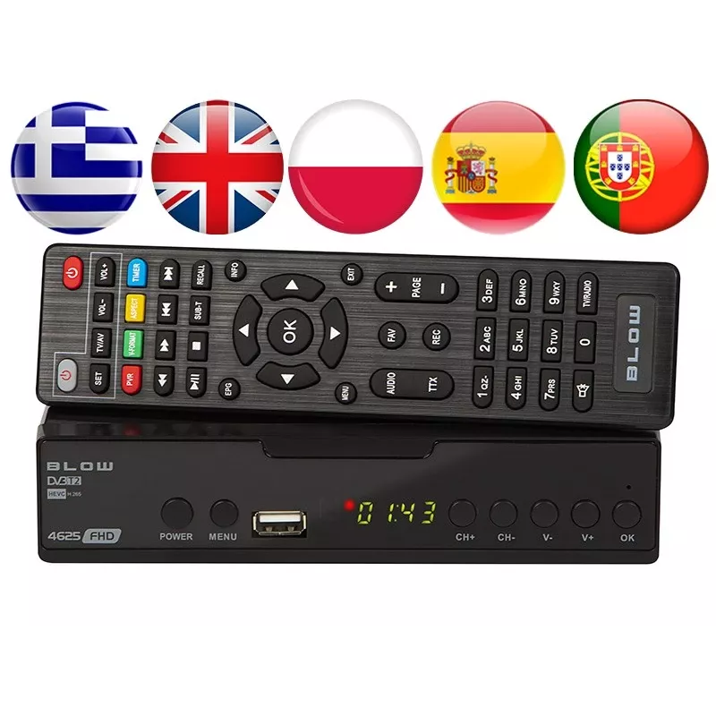 Digitale TV-tuner BLOW 4625FHD DVB-T2 H.265 terrestrische receiver, HDMI, USB, SCART, Ethernet, S/PDIF