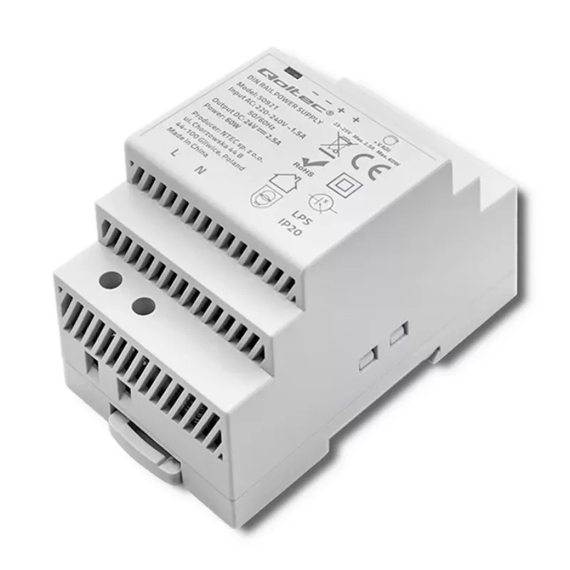 DIN-rail voeding QOLTEC 24V 2.5A 60W grijs