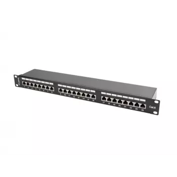 Patchpanel 1U LANBERG PPS6-1024-B, 24-poorts Cat6, metaal, zwart, 442×114,5×44,5 mm